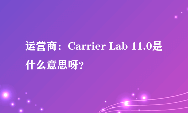 运营商：Carrier Lab 11.0是什么意思呀？