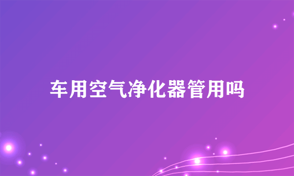 车用空气净化器管用吗