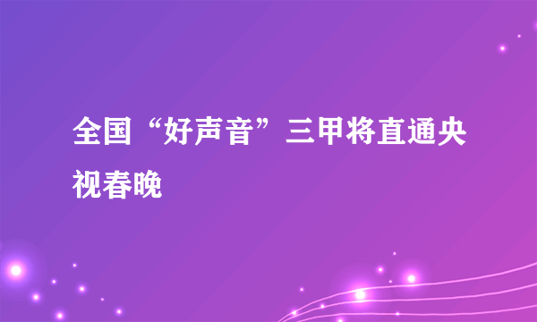 全国“好声音”三甲将直通央视春晚