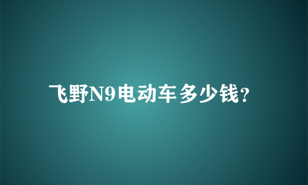 飞野N9电动车多少钱？