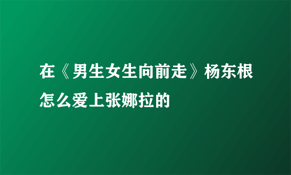 在《男生女生向前走》杨东根怎么爱上张娜拉的