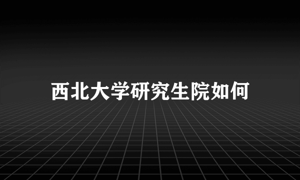 西北大学研究生院如何