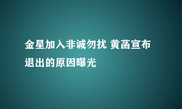 金星加入非诚勿扰 黄菡宣布退出的原因曝光