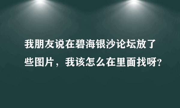 我朋友说在碧海银沙论坛放了些图片，我该怎么在里面找呀？