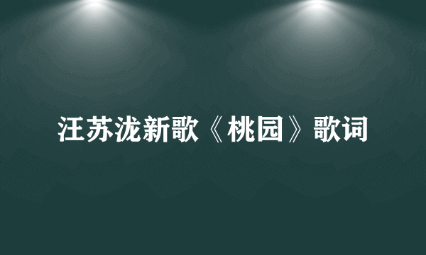 汪苏泷新歌《桃园》歌词