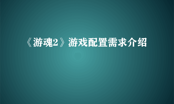 《游魂2》游戏配置需求介绍