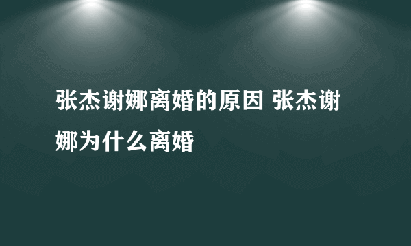 张杰谢娜离婚的原因 张杰谢娜为什么离婚