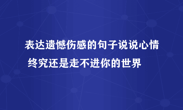 表达遗憾伤感的句子说说心情 终究还是走不进你的世界