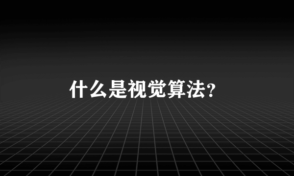 什么是视觉算法？