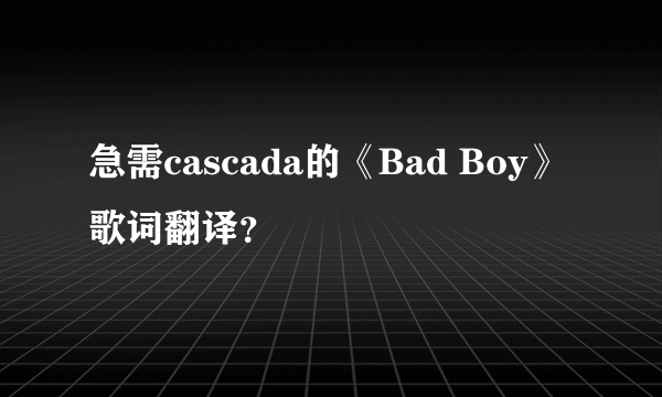 急需cascada的《Bad Boy》歌词翻译？