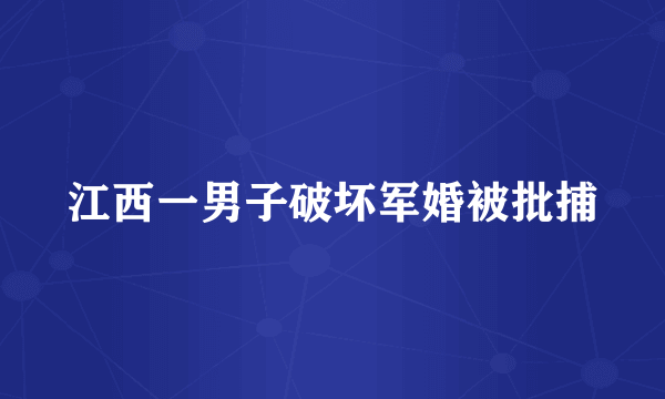 江西一男子破坏军婚被批捕