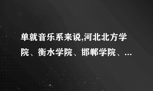 单就音乐系来说,河北北方学院、衡水学院、邯郸学院、邢台学院之中哪个比较好？