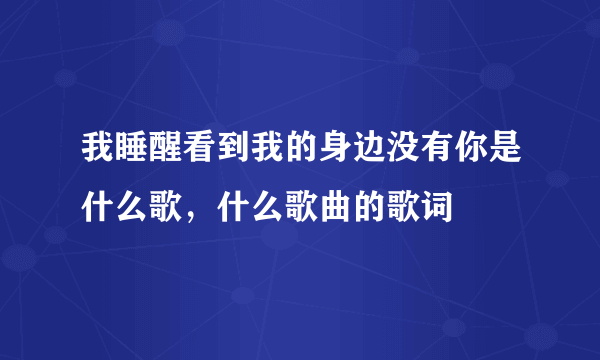 我睡醒看到我的身边没有你是什么歌，什么歌曲的歌词