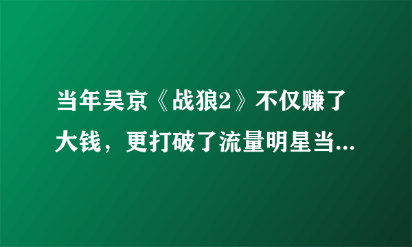 当年吴京《战狼2》不仅赚了大钱，更打破了流量明星当道的局面