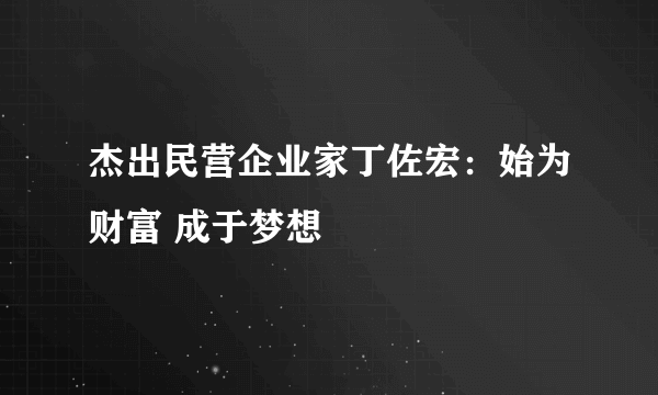 杰出民营企业家丁佐宏：始为财富 成于梦想