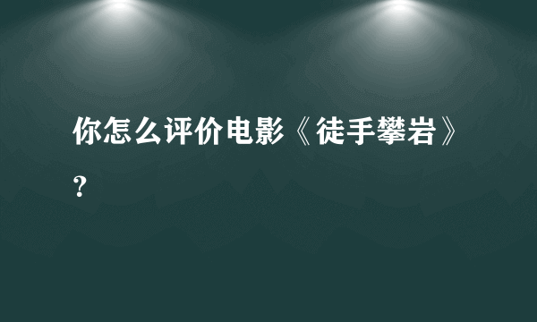 你怎么评价电影《徒手攀岩》？