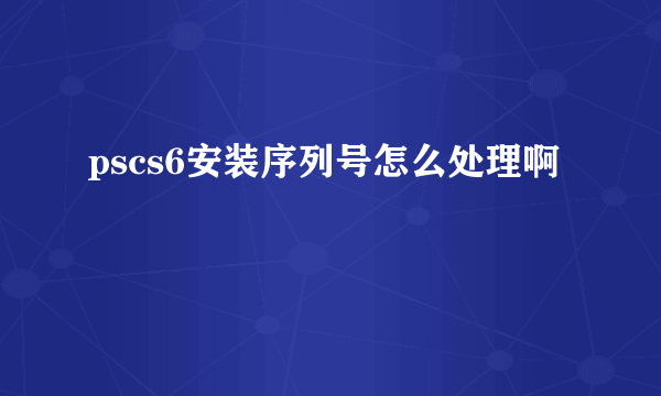 pscs6安装序列号怎么处理啊