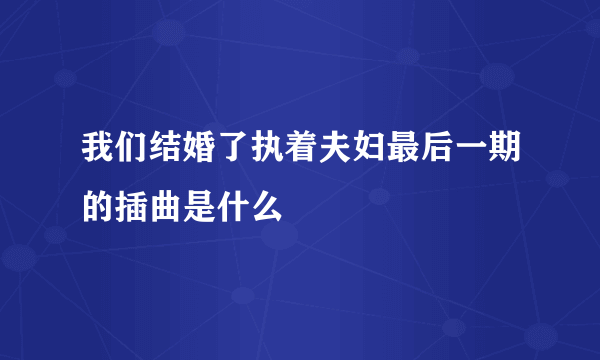 我们结婚了执着夫妇最后一期的插曲是什么