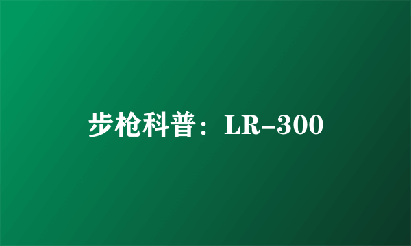 步枪科普：LR-300