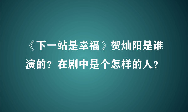 《下一站是幸福》贺灿阳是谁演的？在剧中是个怎样的人？