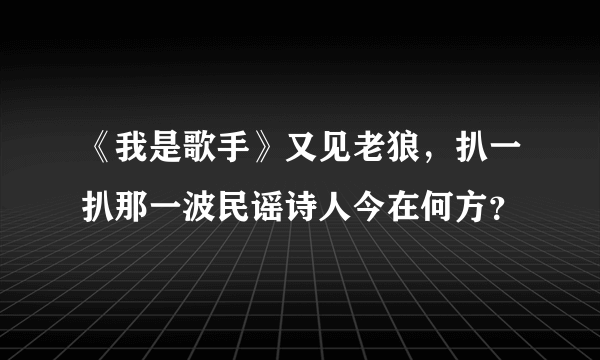 《我是歌手》又见老狼，扒一扒那一波民谣诗人今在何方？