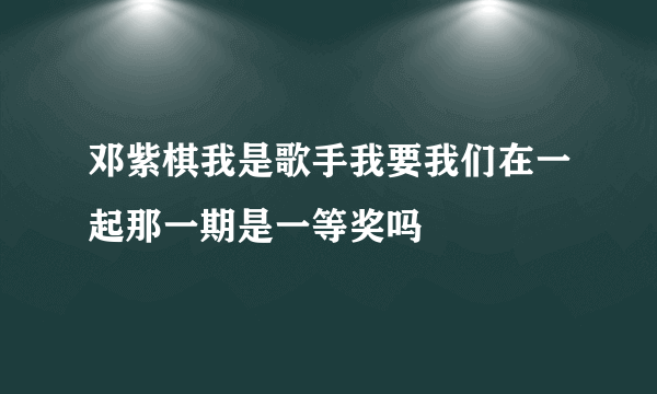 邓紫棋我是歌手我要我们在一起那一期是一等奖吗