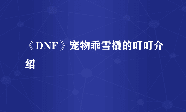 《DNF》宠物乖雪橇的叮叮介绍