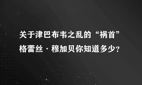 关于津巴布韦之乱的“祸首”格蕾丝·穆加贝你知道多少？