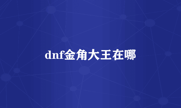 dnf金角大王在哪