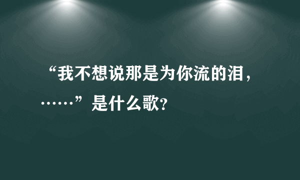 “我不想说那是为你流的泪，……”是什么歌？