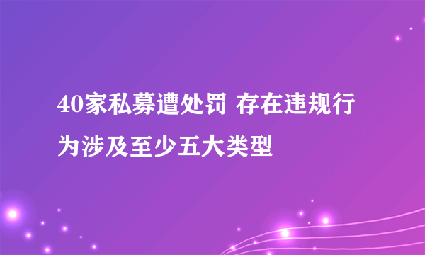 40家私募遭处罚 存在违规行为涉及至少五大类型