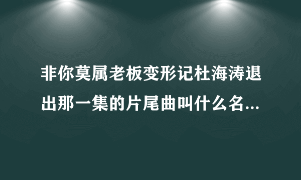 非你莫属老板变形记杜海涛退出那一集的片尾曲叫什么名啊？？？