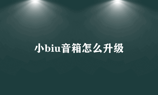 小biu音箱怎么升级