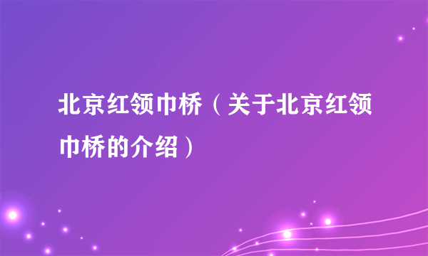 北京红领巾桥（关于北京红领巾桥的介绍）