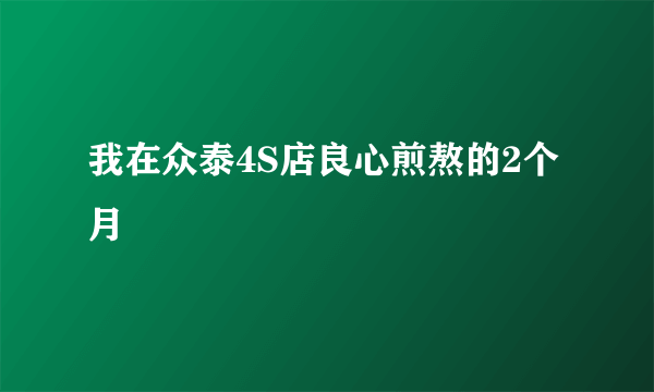 我在众泰4S店良心煎熬的2个月