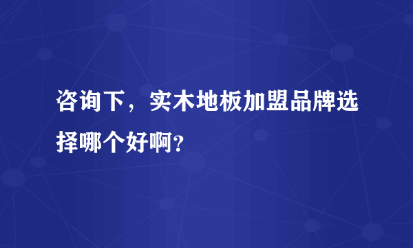 咨询下，实木地板加盟品牌选择哪个好啊？