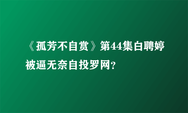 《孤芳不自赏》第44集白聘婷被逼无奈自投罗网？