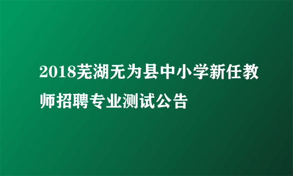 2018芜湖无为县中小学新任教师招聘专业测试公告