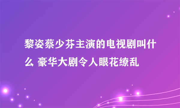 黎姿蔡少芬主演的电视剧叫什么 豪华大剧令人眼花缭乱