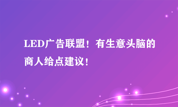 LED广告联盟！有生意头脑的商人给点建议！