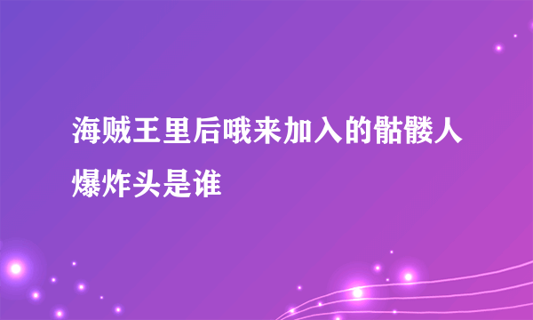 海贼王里后哦来加入的骷髅人爆炸头是谁