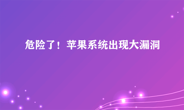 危险了！苹果系统出现大漏洞