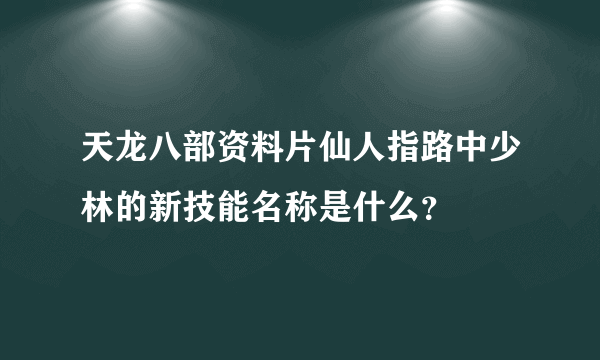 天龙八部资料片仙人指路中少林的新技能名称是什么？