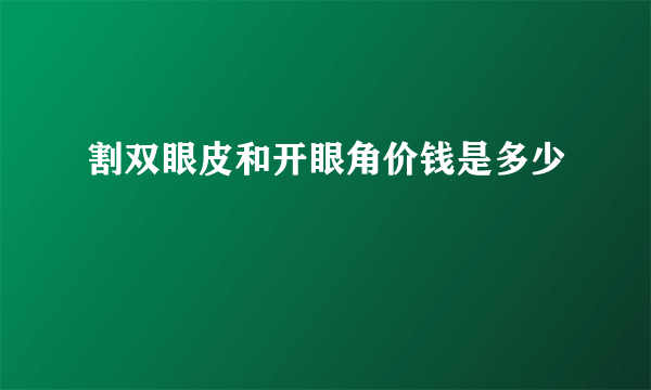 割双眼皮和开眼角价钱是多少