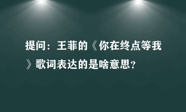 提问：王菲的《你在终点等我》歌词表达的是啥意思？