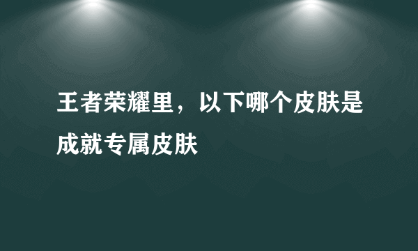 王者荣耀里，以下哪个皮肤是成就专属皮肤