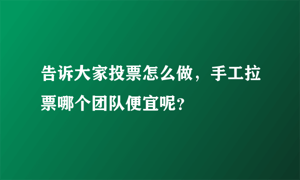 告诉大家投票怎么做，手工拉票哪个团队便宜呢？