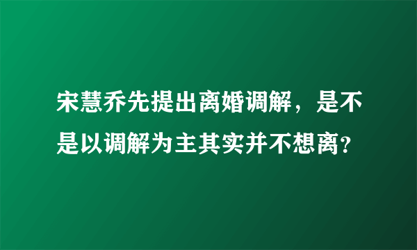 宋慧乔先提出离婚调解，是不是以调解为主其实并不想离？