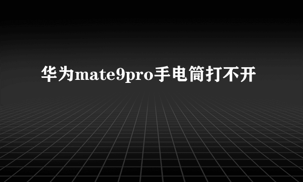 华为mate9pro手电筒打不开