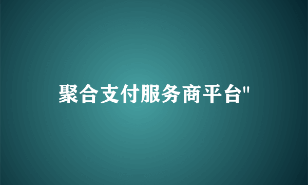 聚合支付服务商平台